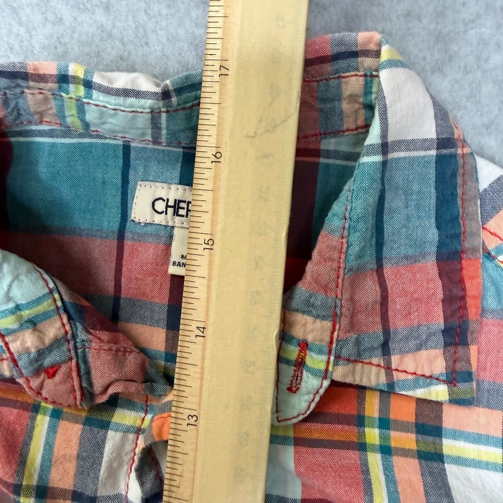 Cherokee Toddler Boys Plaid Button Down Shirt Red Teal Orange Size 4T Long Sleev - Picture 4 of 5